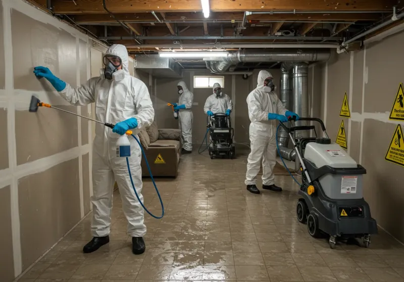 Basement Moisture Removal and Structural Drying process in South Whitley, IN